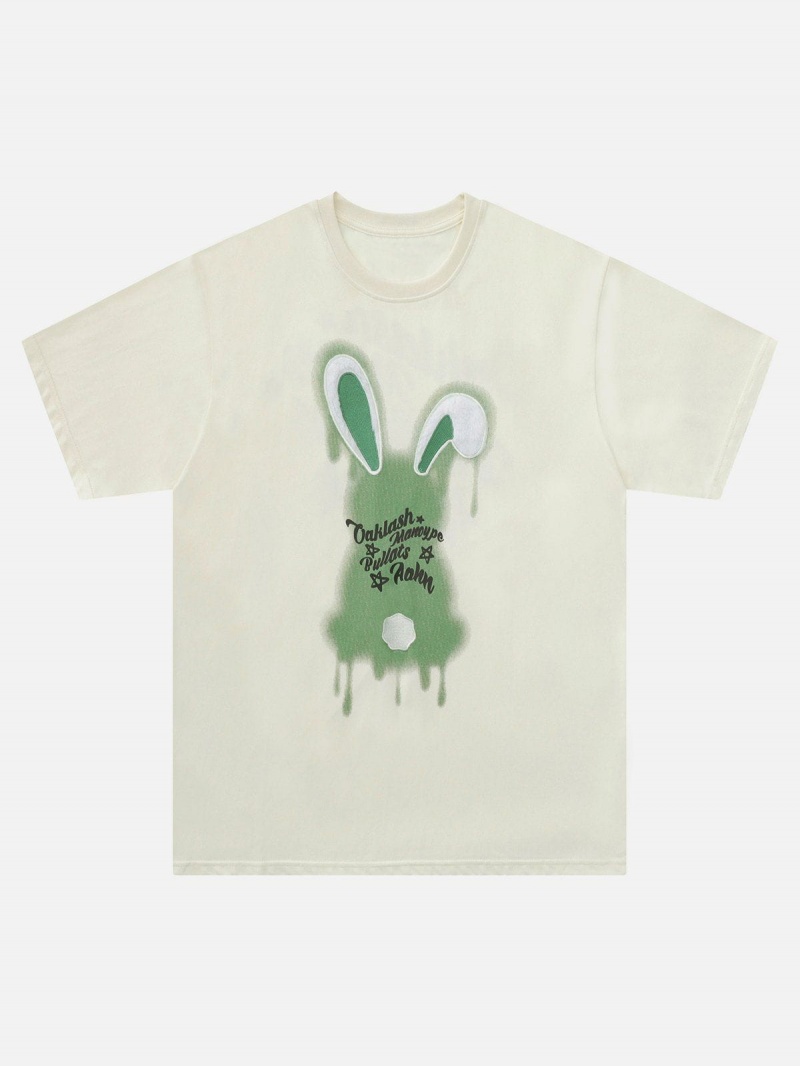 T Shirts Aelfric Eden Doodle Rabbit Print Tee Noir | HZQ-11112211